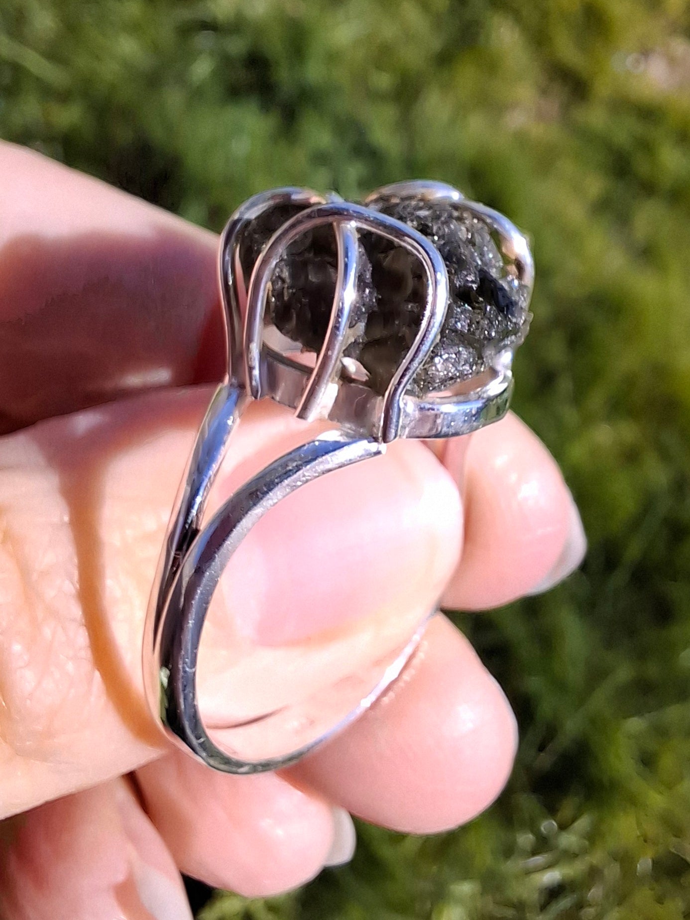 Moldavite Ring, size Y, 925 Silver, Tektite (Ref: R17)
