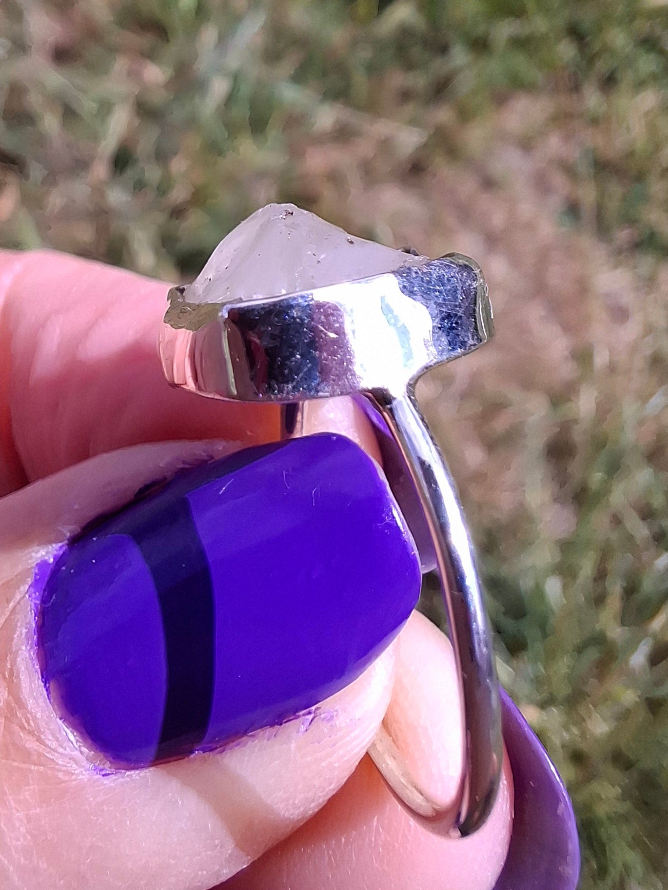 Libyan Desert Glass Ring, size P, 925 Silver, Tektite (Ref: LR27)