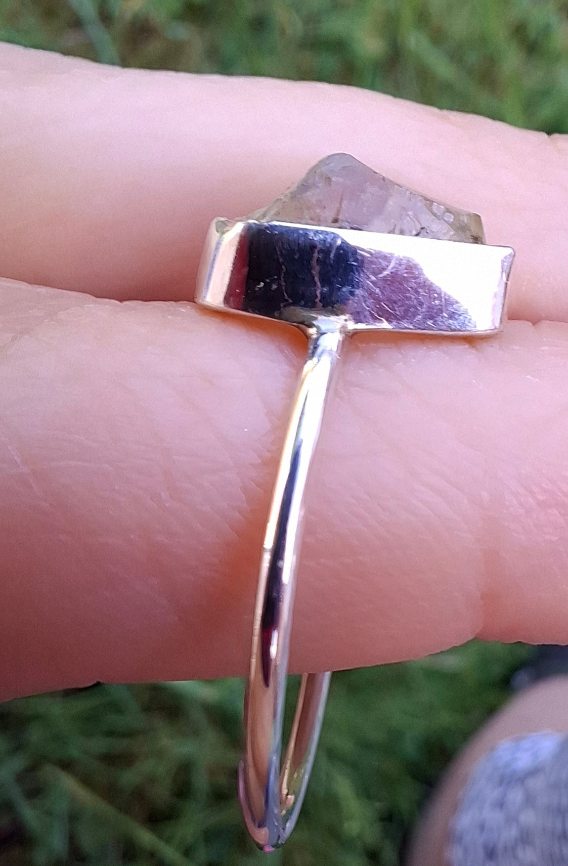 Libyan Desert Glass Ring, size large T, 925 Silver, Tektite (Ref: LR48)