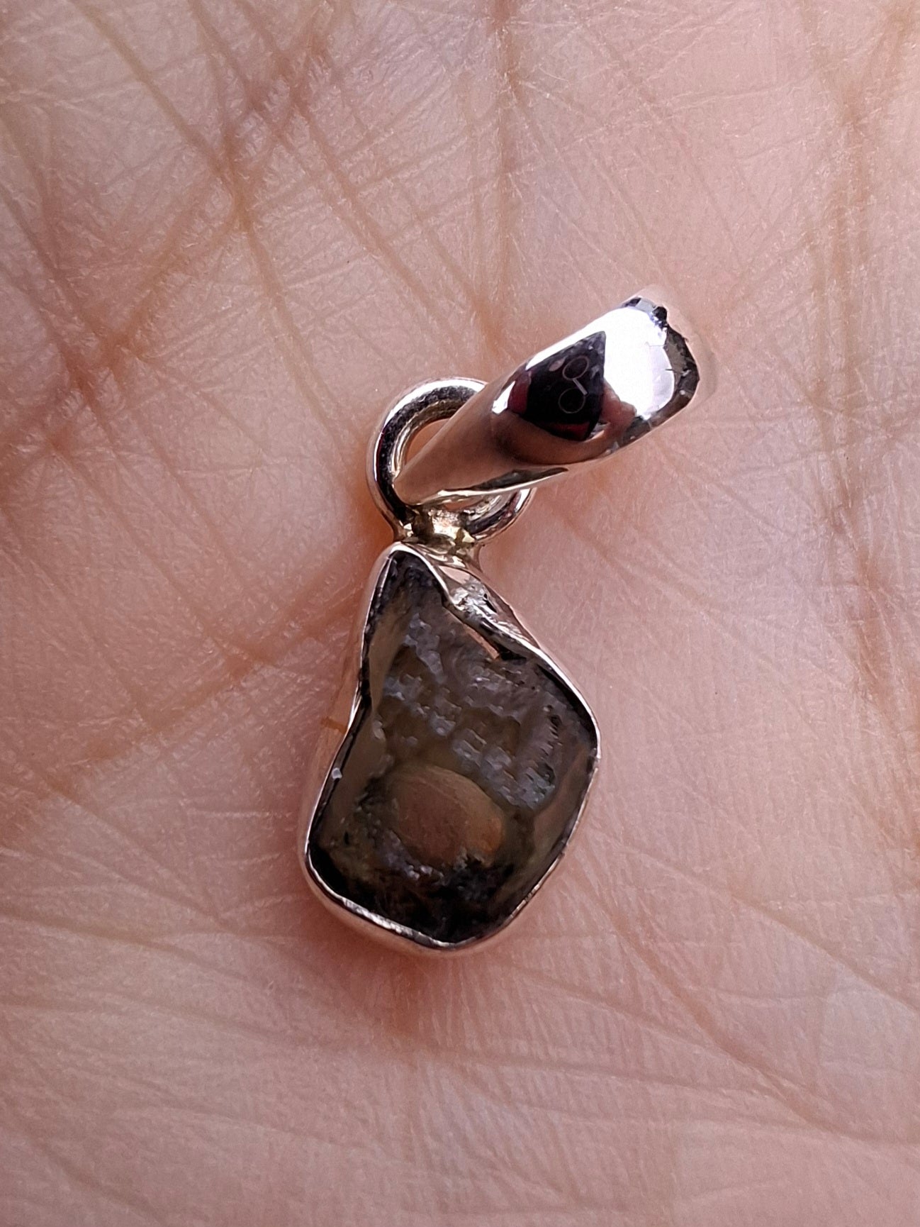 Moldavite Pendant, 925 Silver, Tektite (Ref: P72)