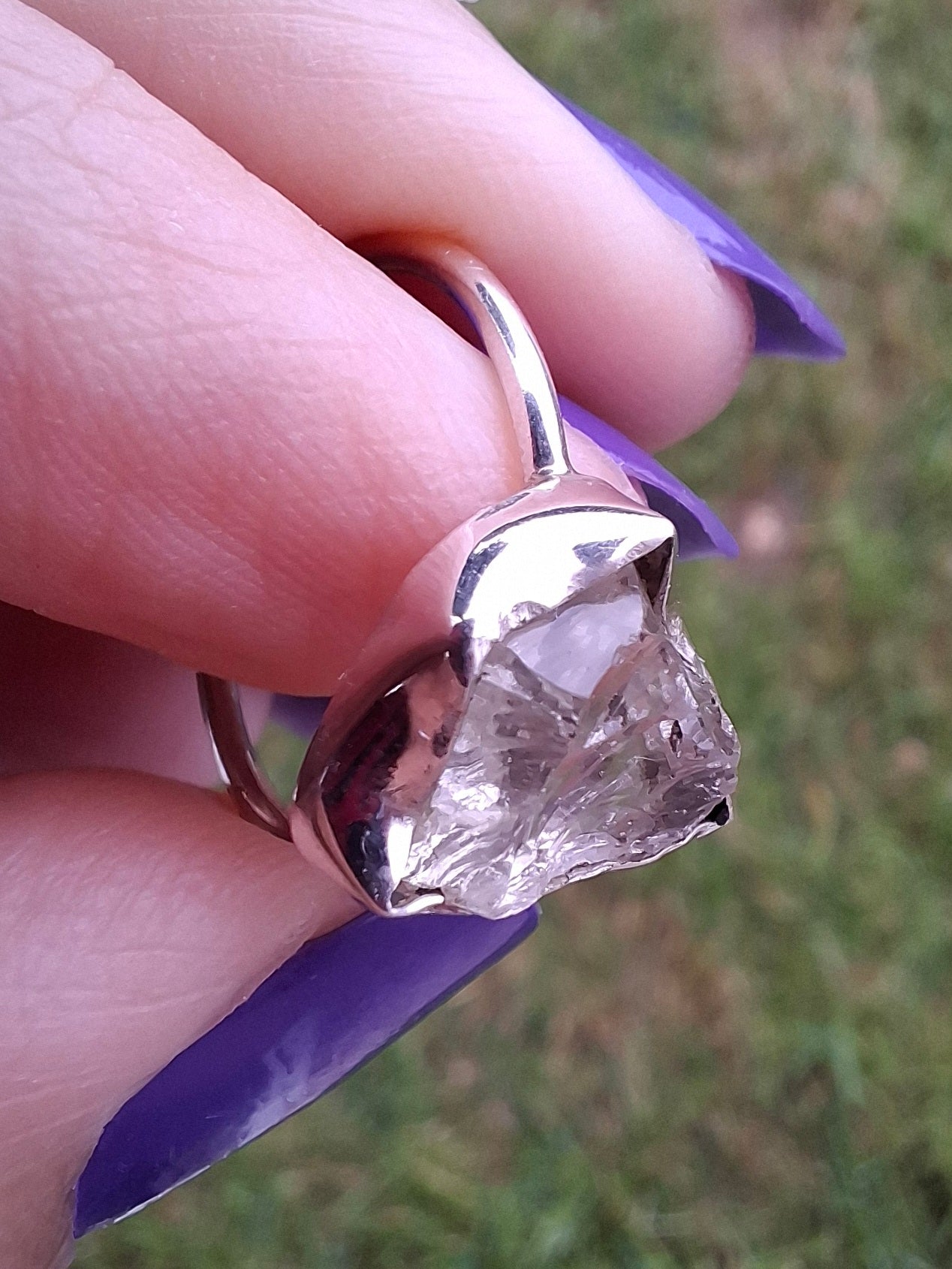 Libyan Desert Glass Ring, size large O, 925 Silver, Tektite (Ref: LR24)