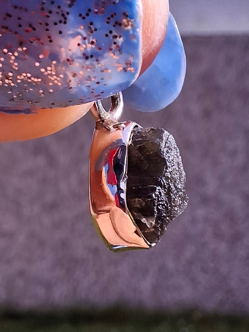 Moldavite Pendant, 925 Silver, Tektite (Ref: P58)