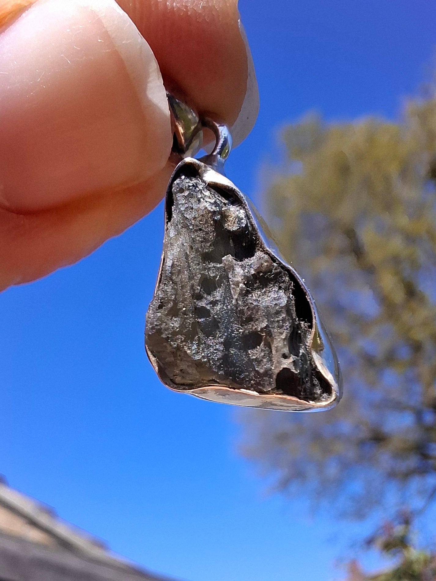 Moldavite Pendant, 925 Silver, Tektite (Ref: P8)