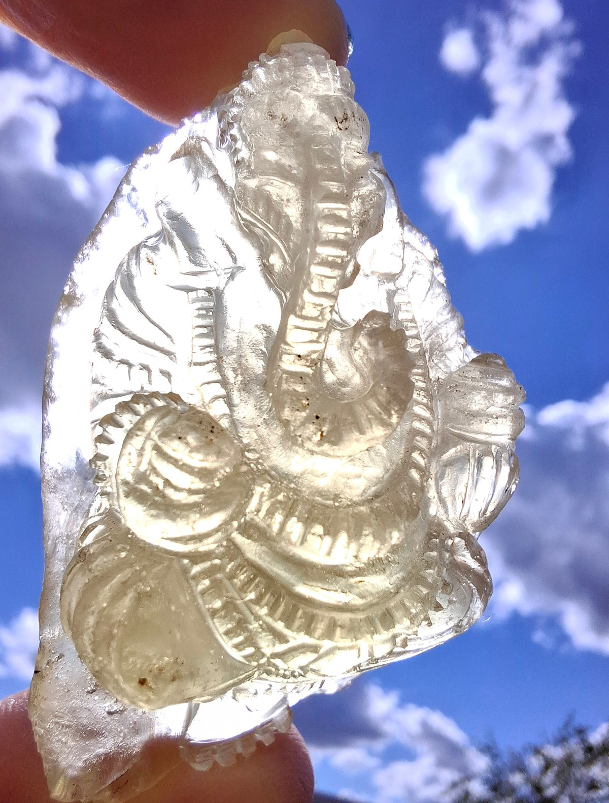 Libyan Desert Glass carving, GANESHA, 26.47g, Tektite (Ref: Ganesha1)