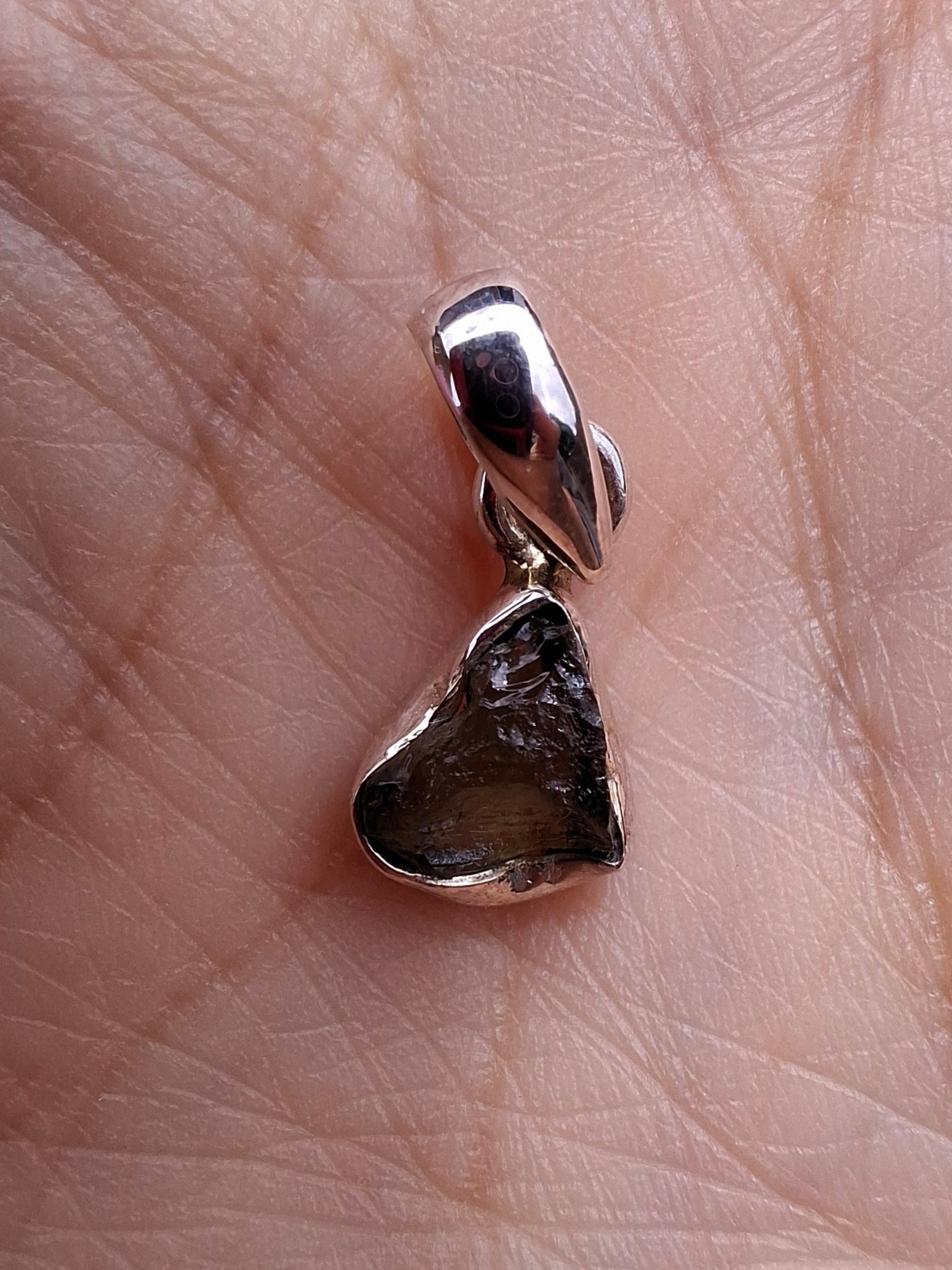 Moldavite Pendant, 925 Silver, Tektite (Ref: P68)
