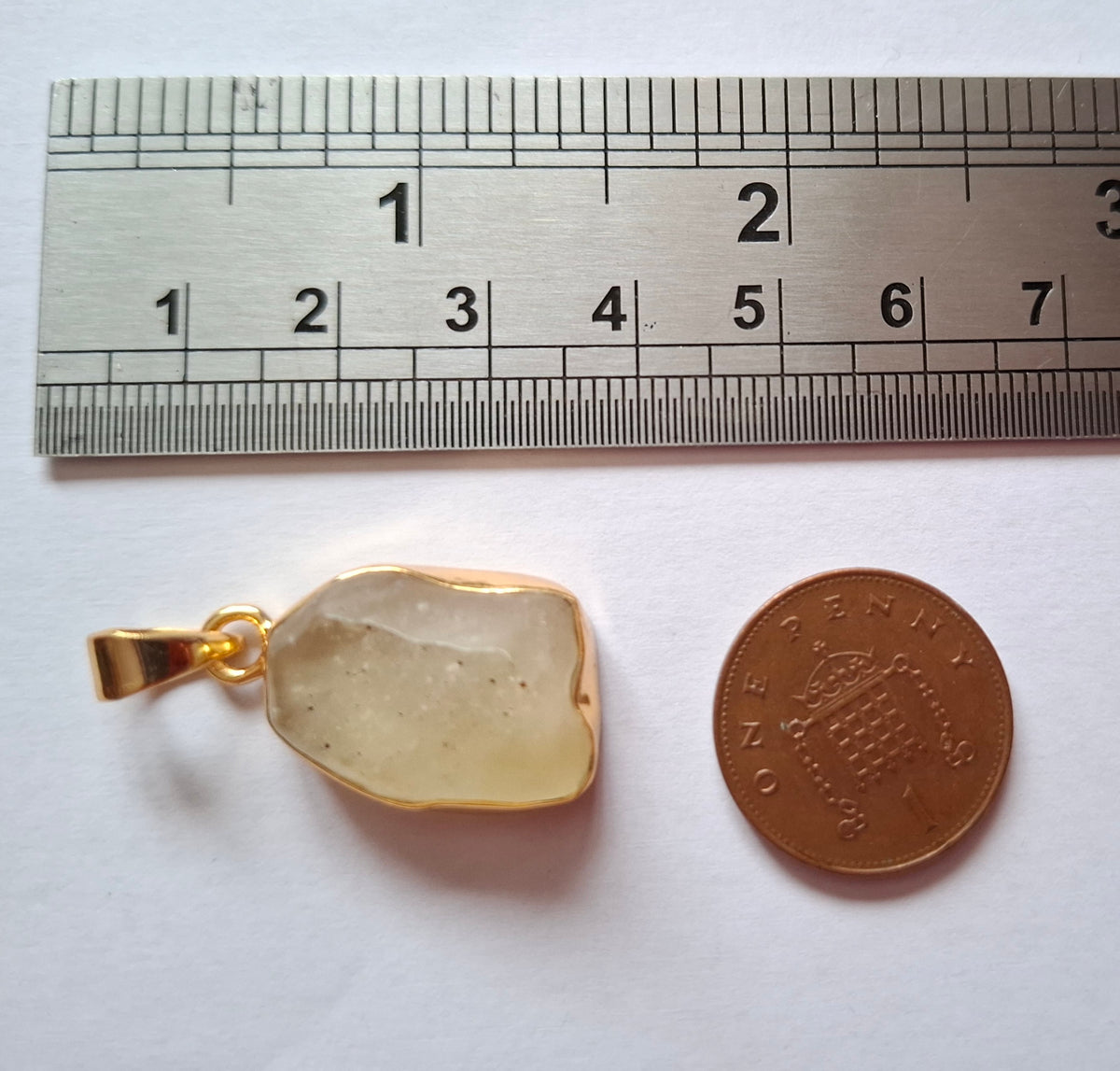 Libyan Desert Glass Pendant, 14K GOLD Plated, Tektite (Ref: LP123)