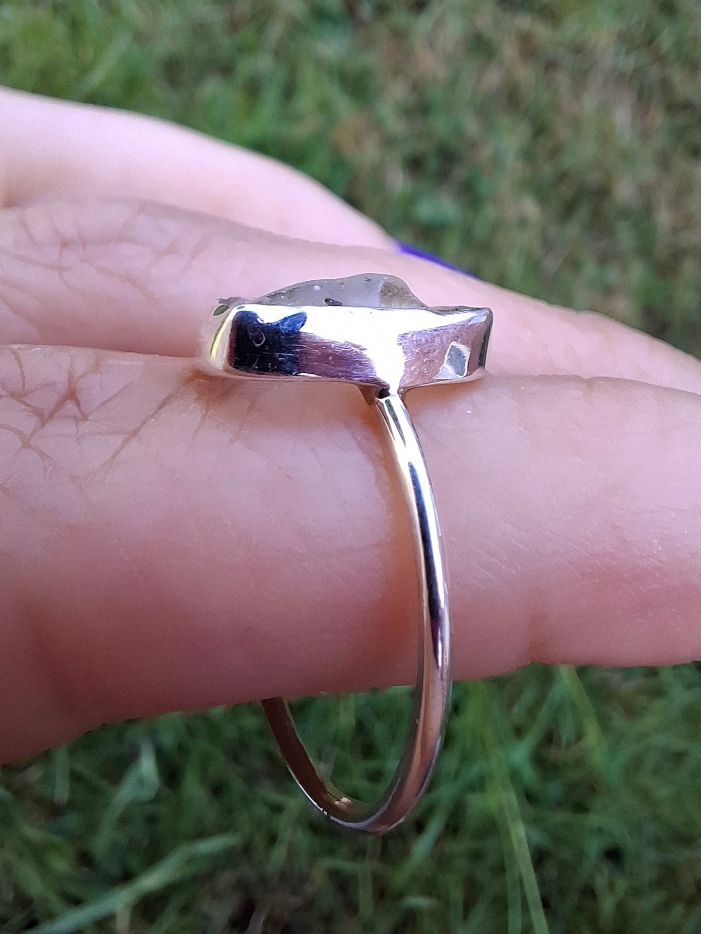 Libyan Desert Glass Ring, size large U, 925 Silver, Tektite (Ref: LR53)