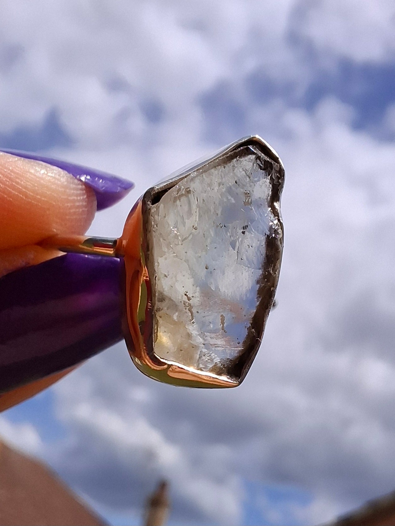 Libyan Desert Glass Ring, size large P, 925 Silver, Tektite (Ref: LR33)