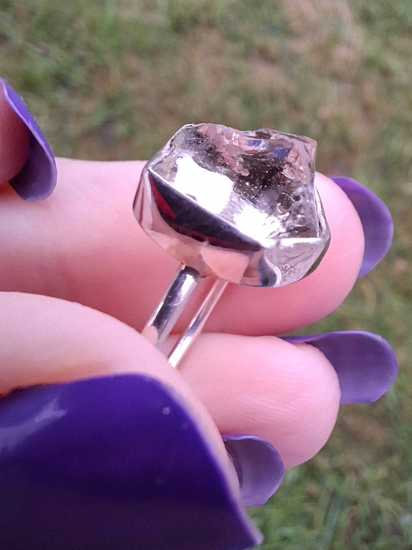 Libyan Desert Glass Ring, size large O, 925 Silver, Tektite (Ref: LR22)