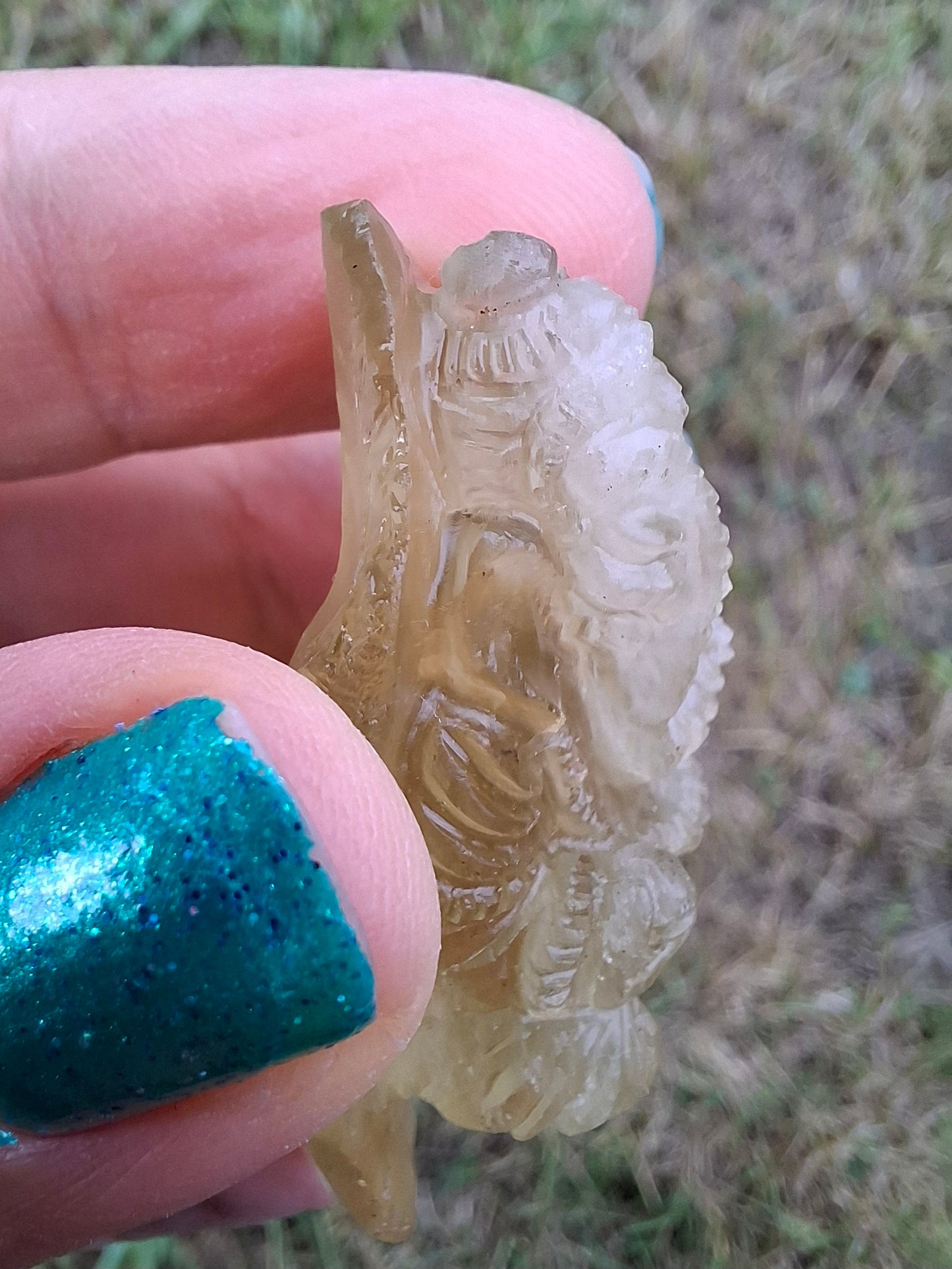 Libyan Desert Glass carving, GANESHA, 26.47g, Tektite (Ref: Ganesha1)