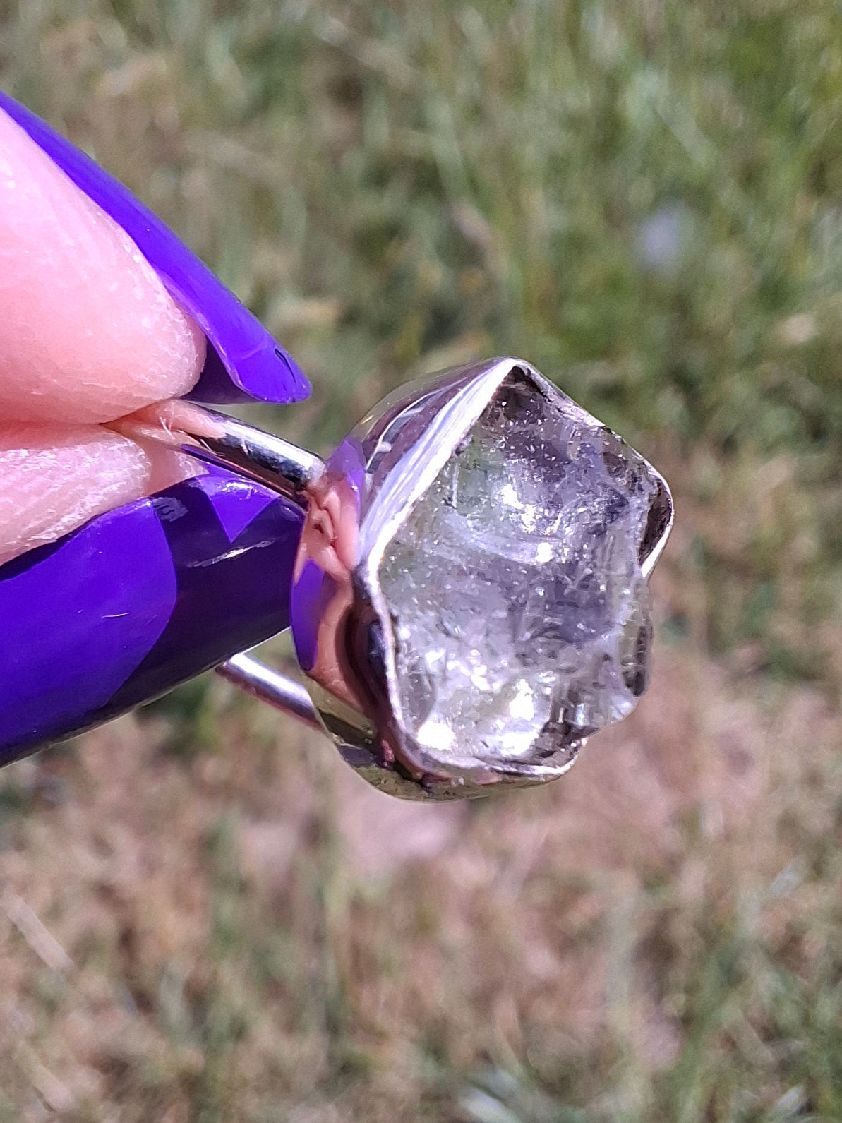 Libyan Desert Glass Ring, size large O, 925 Silver, Tektite (Ref: LR22)