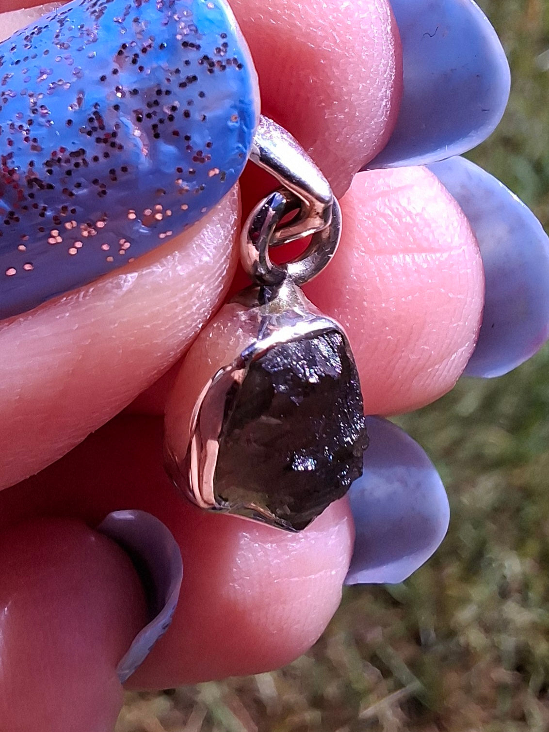 Moldavite Pendant, 925 Silver, Tektite (Ref: P86)