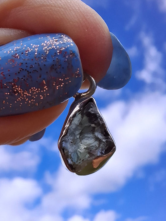 Moldavite Pendant, 925 Silver, Tektite (Ref: P65)