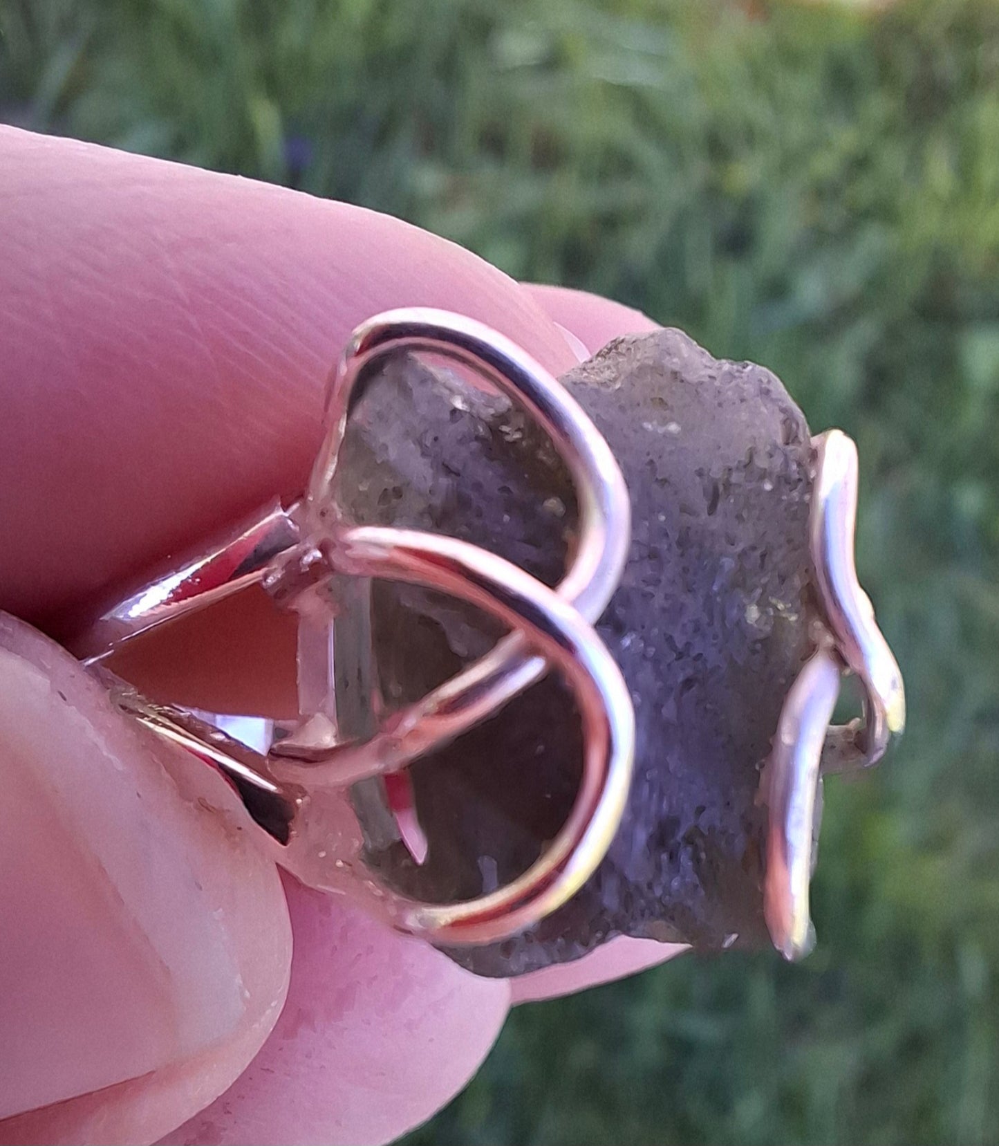 Moldavite Ring, size M, 925 Silver, Tektite (Ref: R5)
