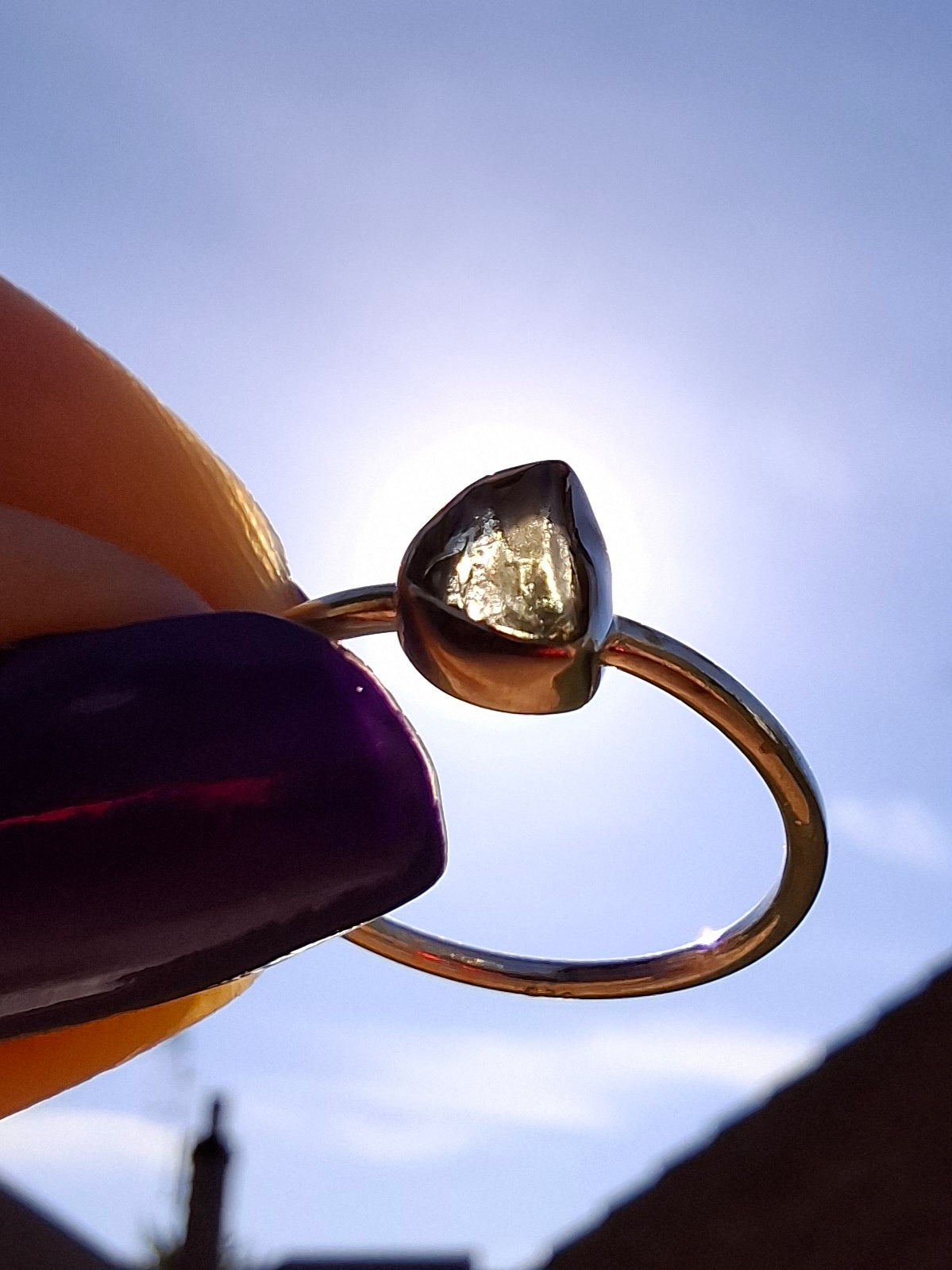 Moldavite's Ring, size large L/small M, 925 Silver, Tektite (Ref: R36)