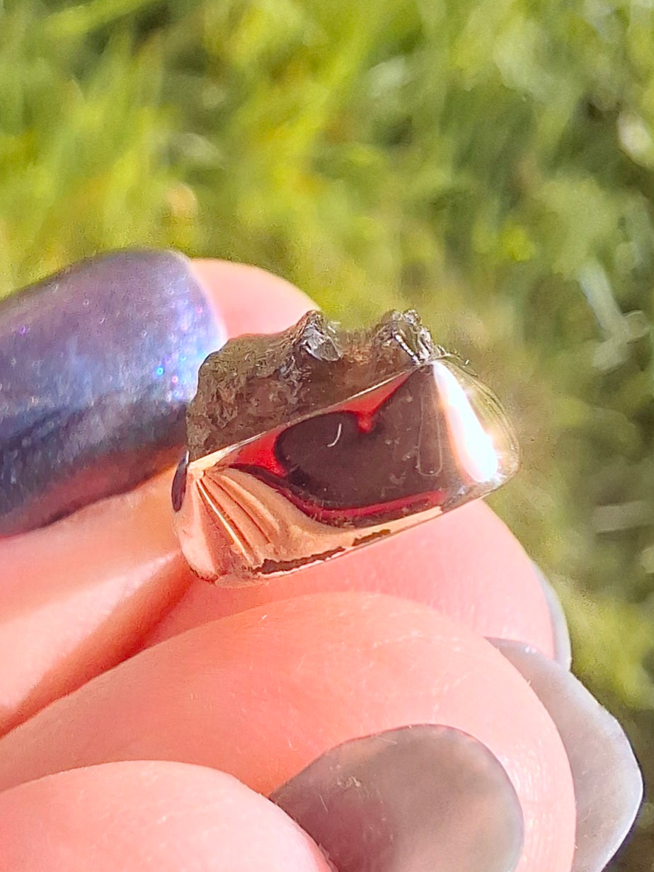 Moldavite Pendant, 925 Silver, Tektite (Ref: P13)