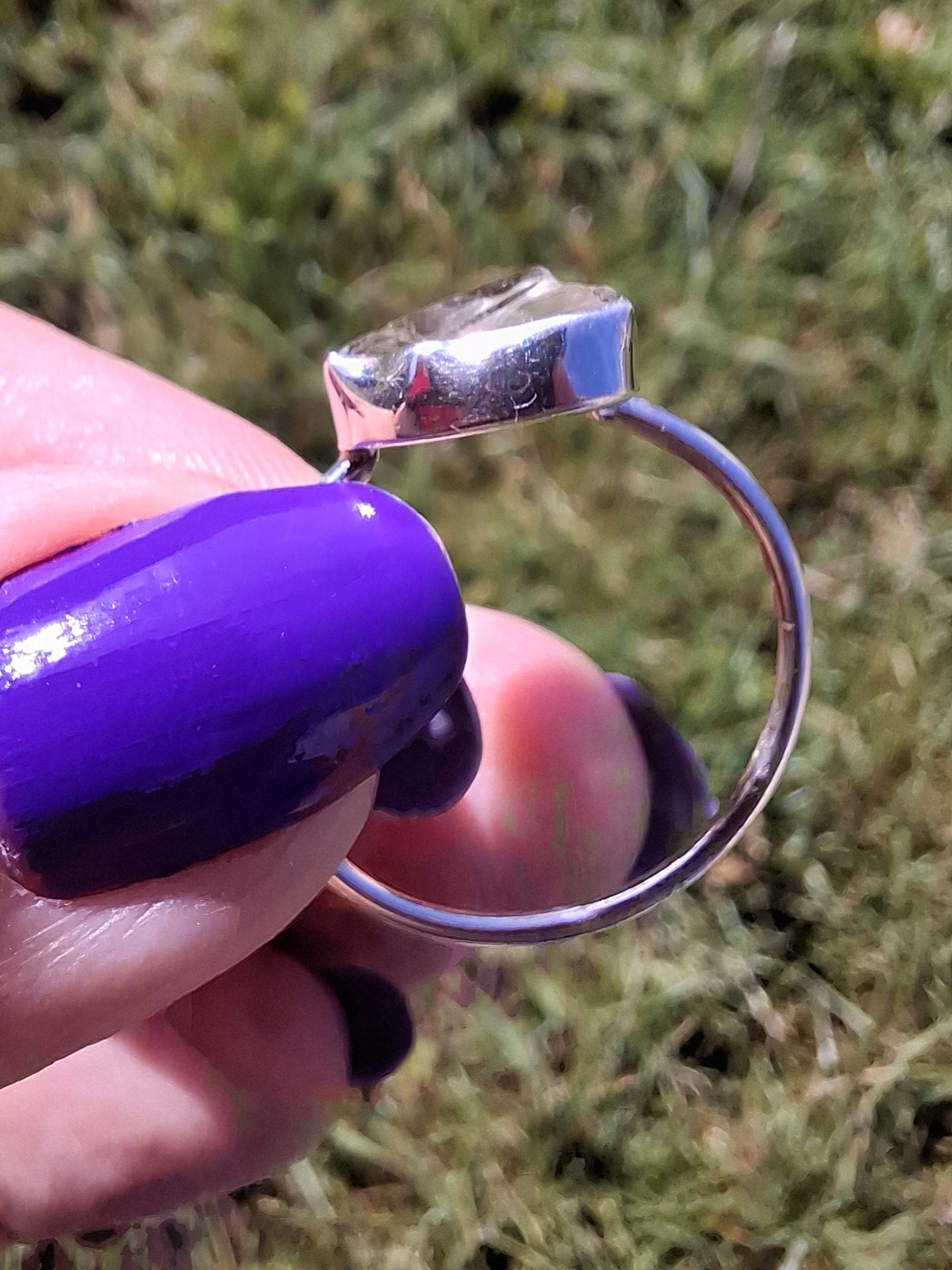 Libyan Desert Glass Ring, size large V, 925 Silver, Tektite (Ref: LR54)