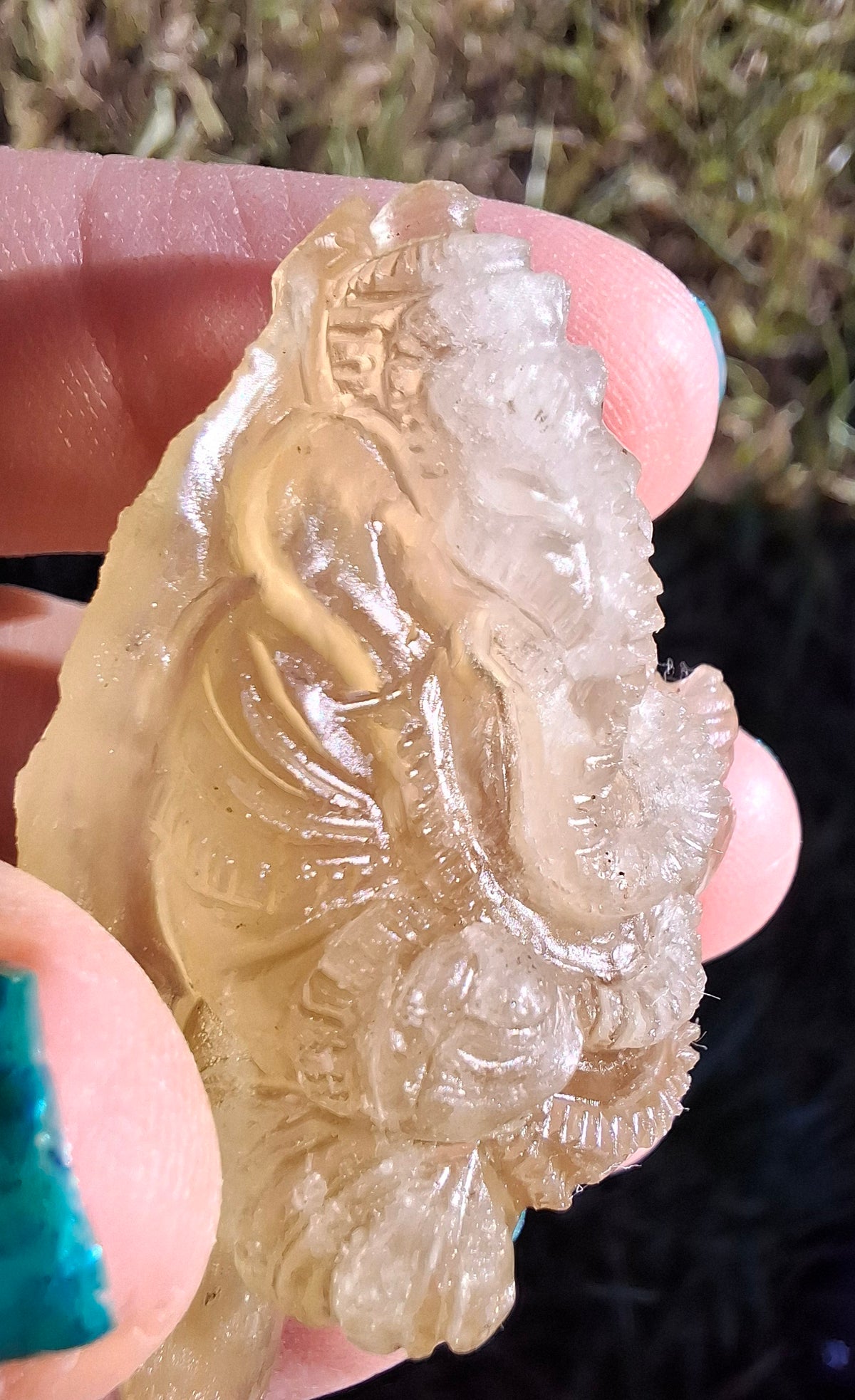 Libyan Desert Glass carving, GANESHA, 26.47g, Tektite (Ref: Ganesha1)