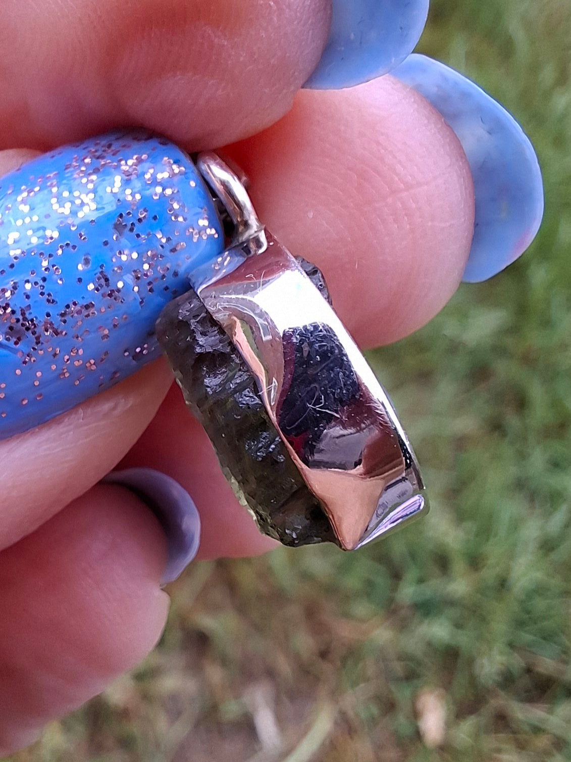 Moldavite Pendant, 925 Silver, Tektite (Ref: P71)