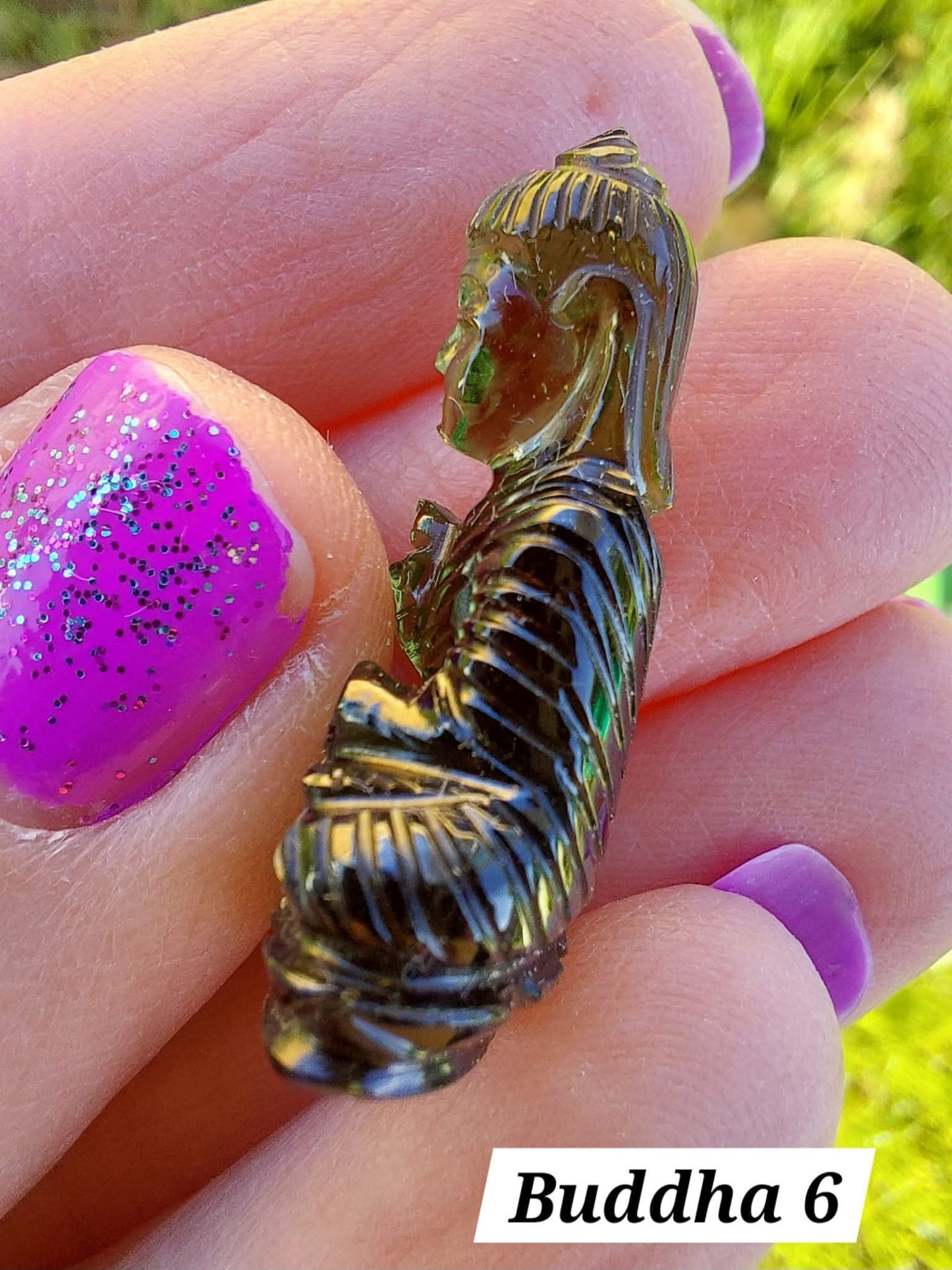 Moldavite BUDDHA Carving, 4.23g, Tektite (Ref: Buddha6)