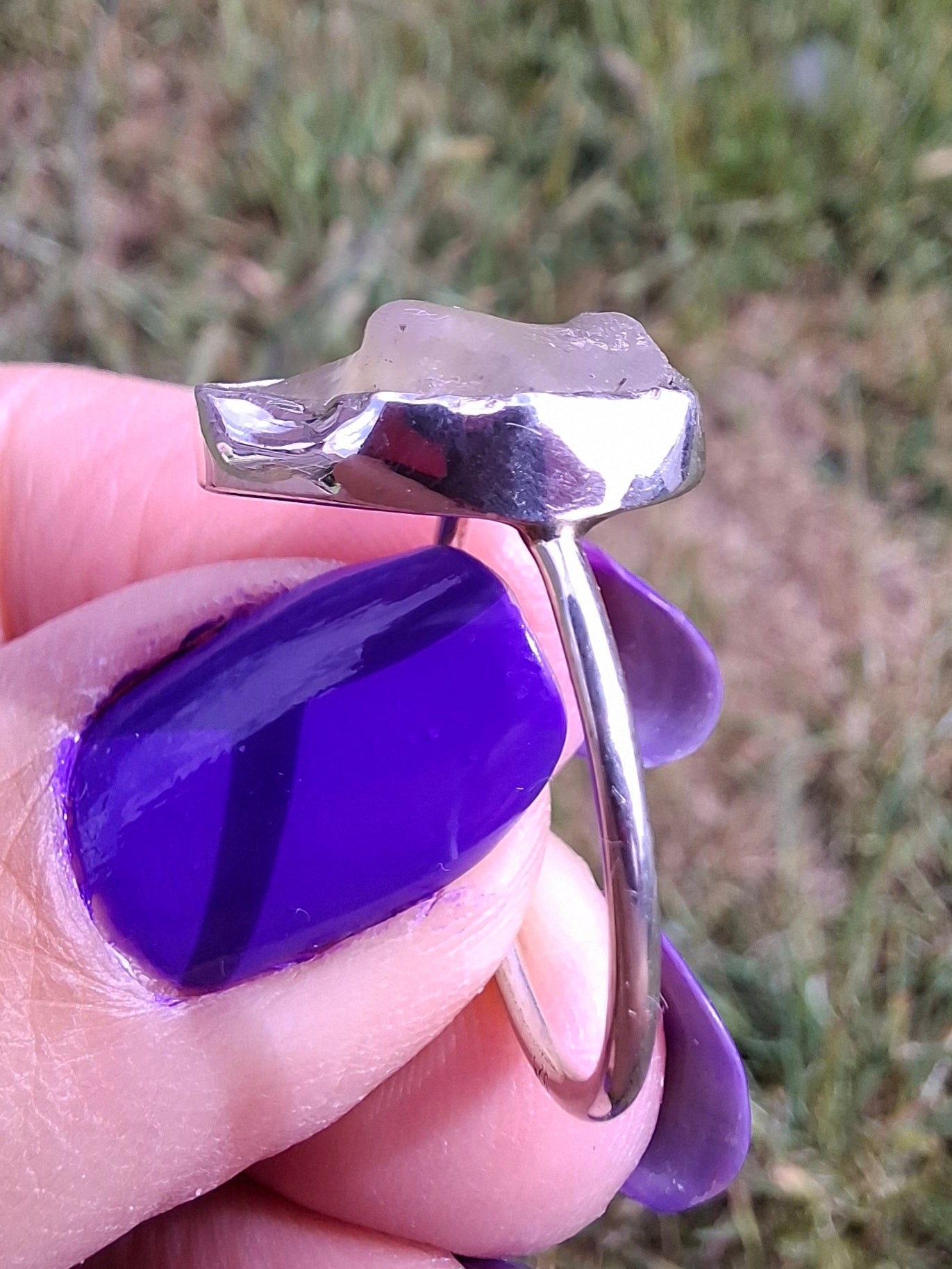 Libyan Desert Glass Ring, size large Q, 925 Silver, Tektite (Ref: LR36)