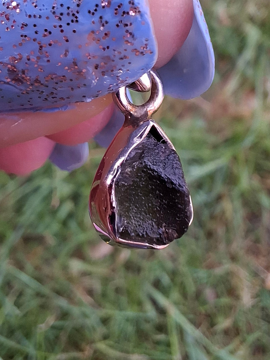 Moldavite Pendant, 925 Silver, Tektite (Ref: P59)