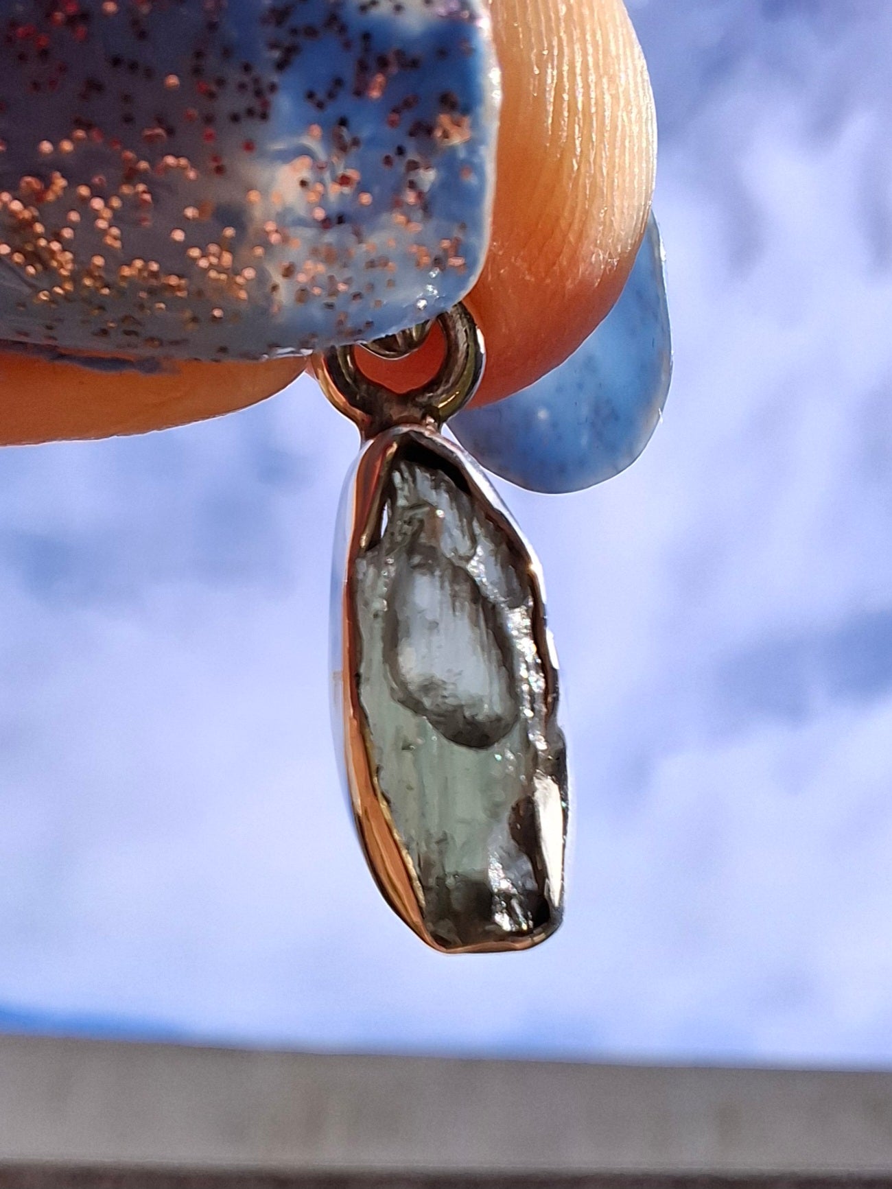 Moldavite Pendant, 925 Silver, Tektite (Ref: P48)