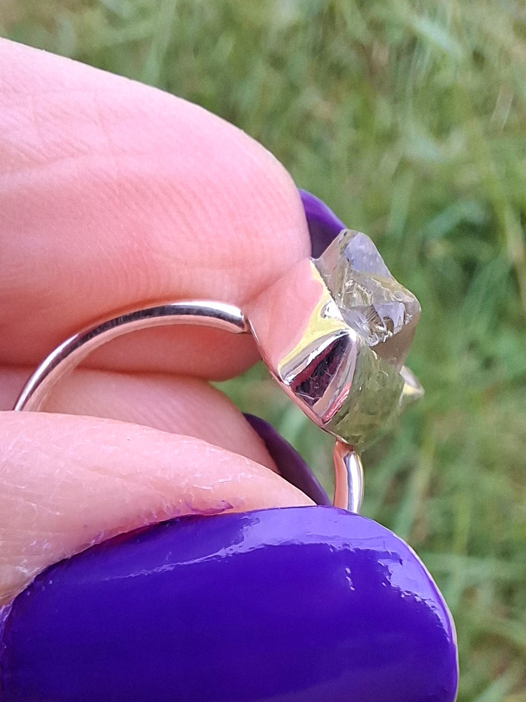 Libyan Desert Glass Ring, size large G, 925 Silver, Tektite (Ref: LR4)