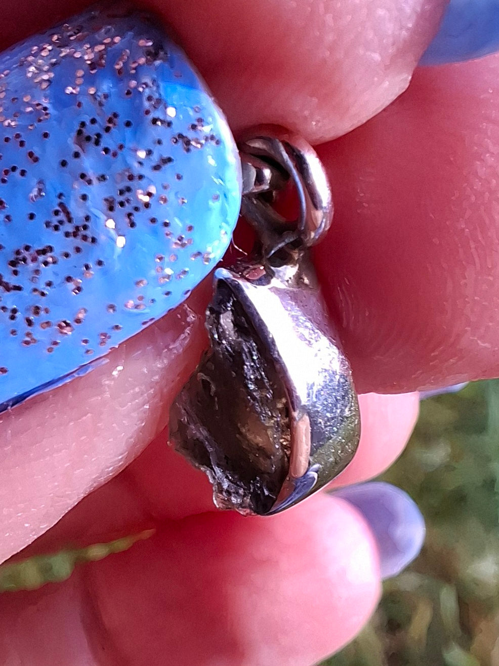 Moldavite Pendant, 925 Silver, Tektite (Ref: P32)