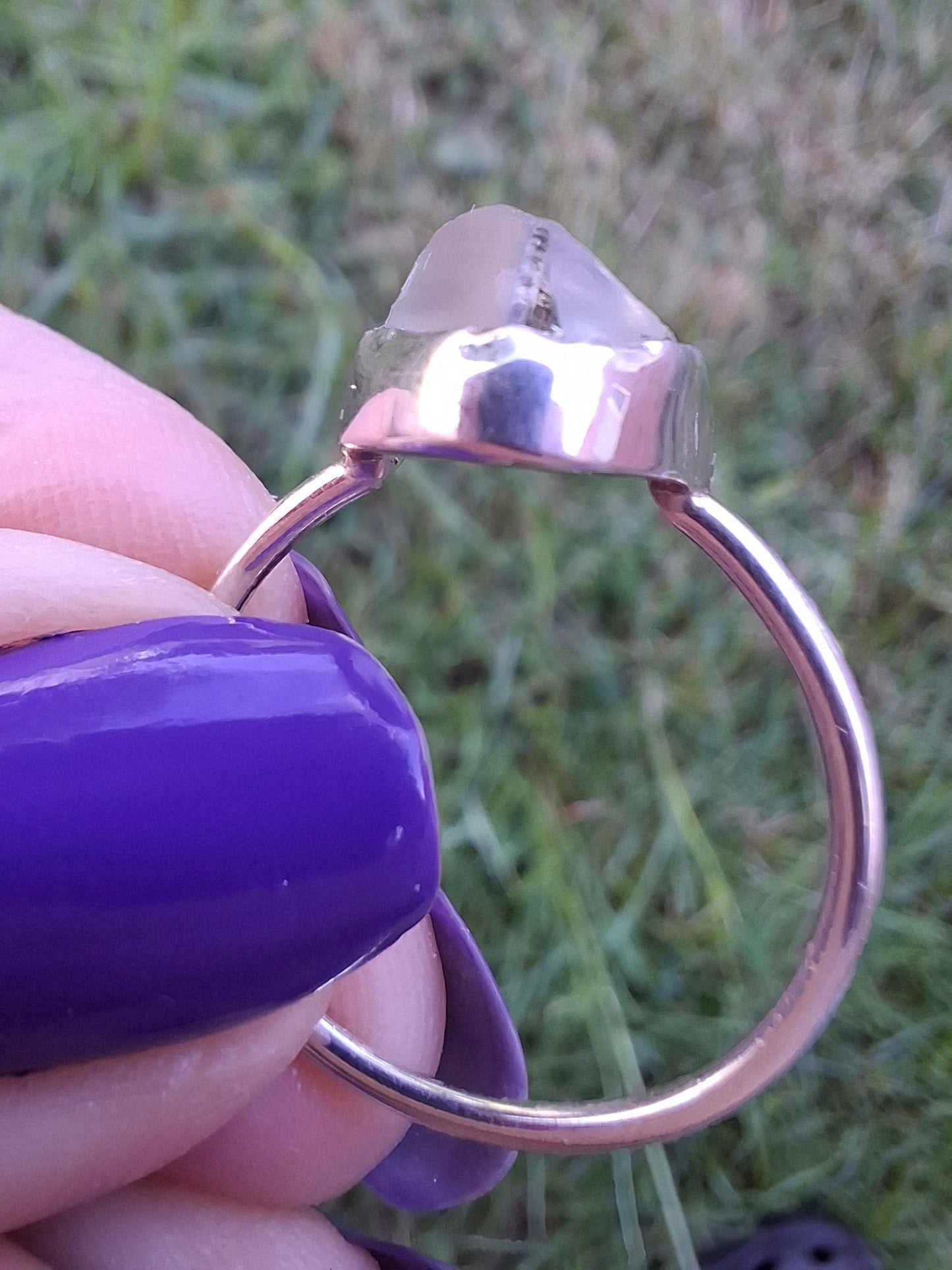 Libyan Desert Glass Ring, size large R/small S, 925 Silver, Tektite (Ref: LR42)