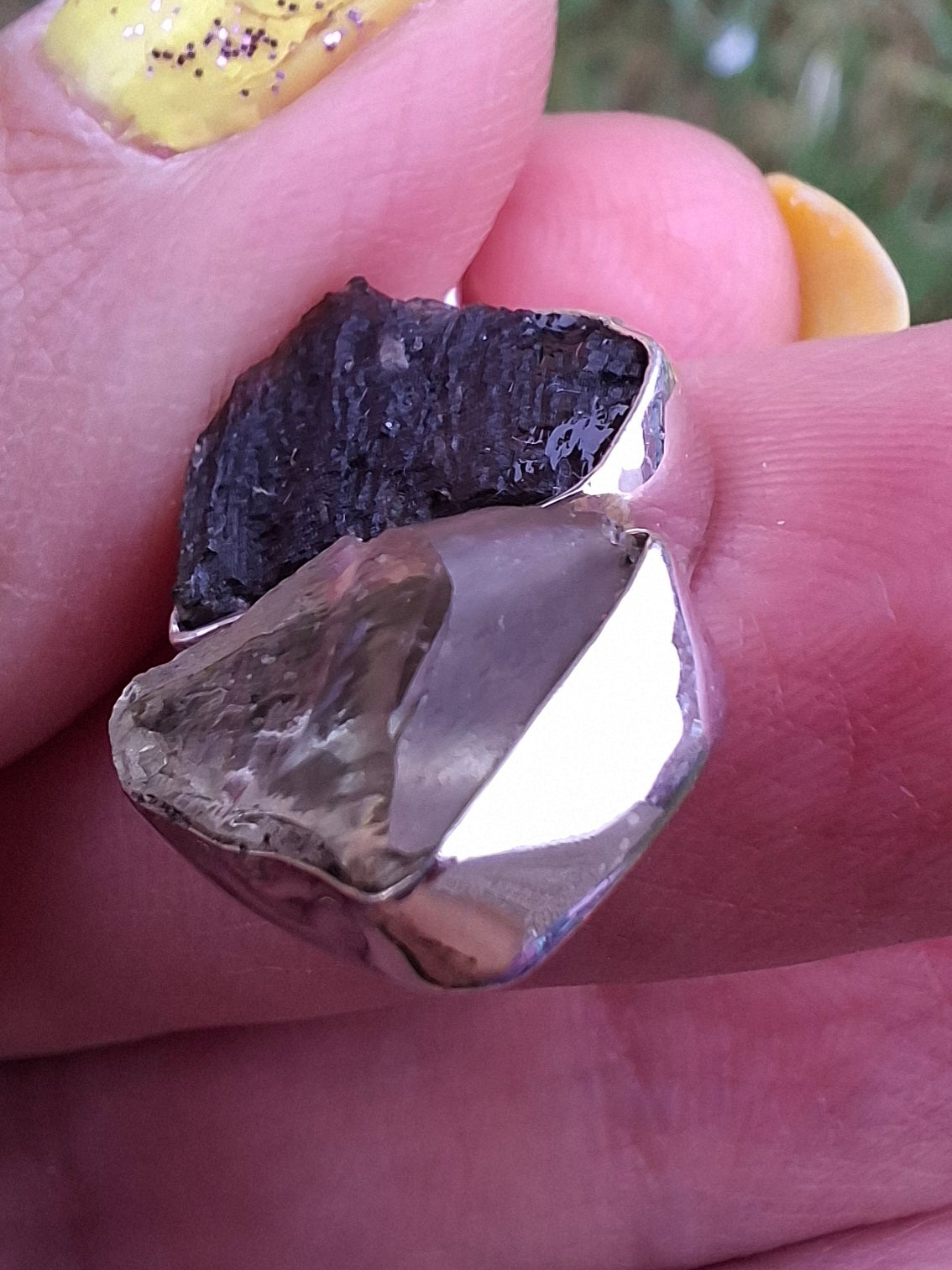 Moldavite & Libyan Desert Glass Pendant, 925 Silver, Tektite (Ref: MLP3)