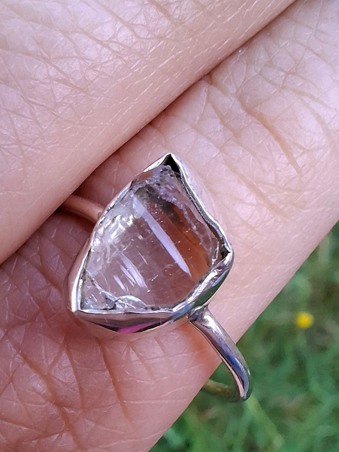 Libyan Desert Glass Ring, size large T/small U, 925 Silver, Tektite (Ref: LR51)
