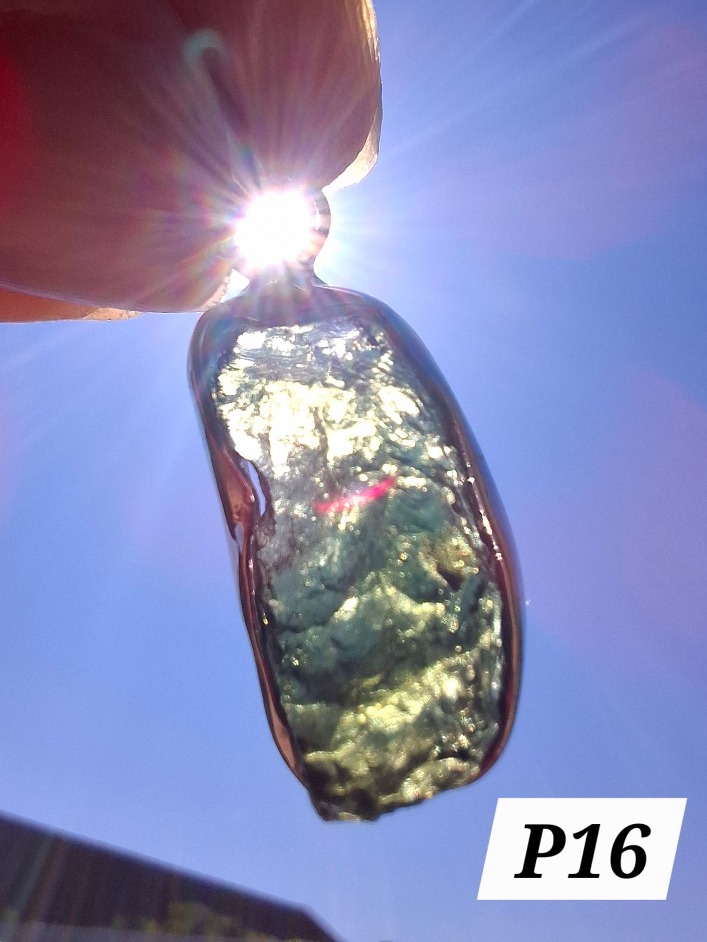 Moldavite Pendant, 925 Silver, Tektite (Ref: P16)