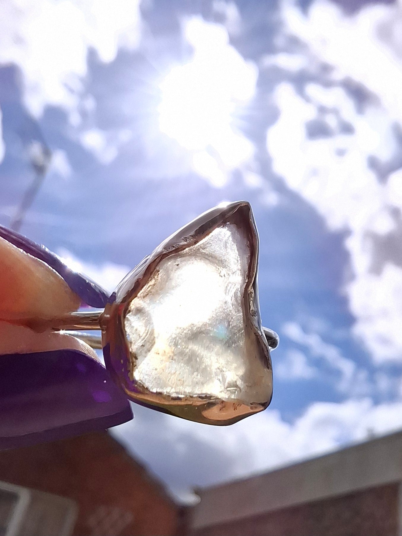 Libyan Desert Glass Ring, size large Q, 925 Silver, Tektite (Ref: LR36)