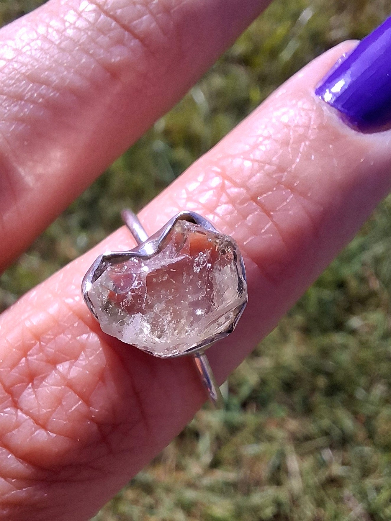 Libyan Desert Glass Ring, size large R/small S, 925 Silver, Tektite (Ref: LR43)