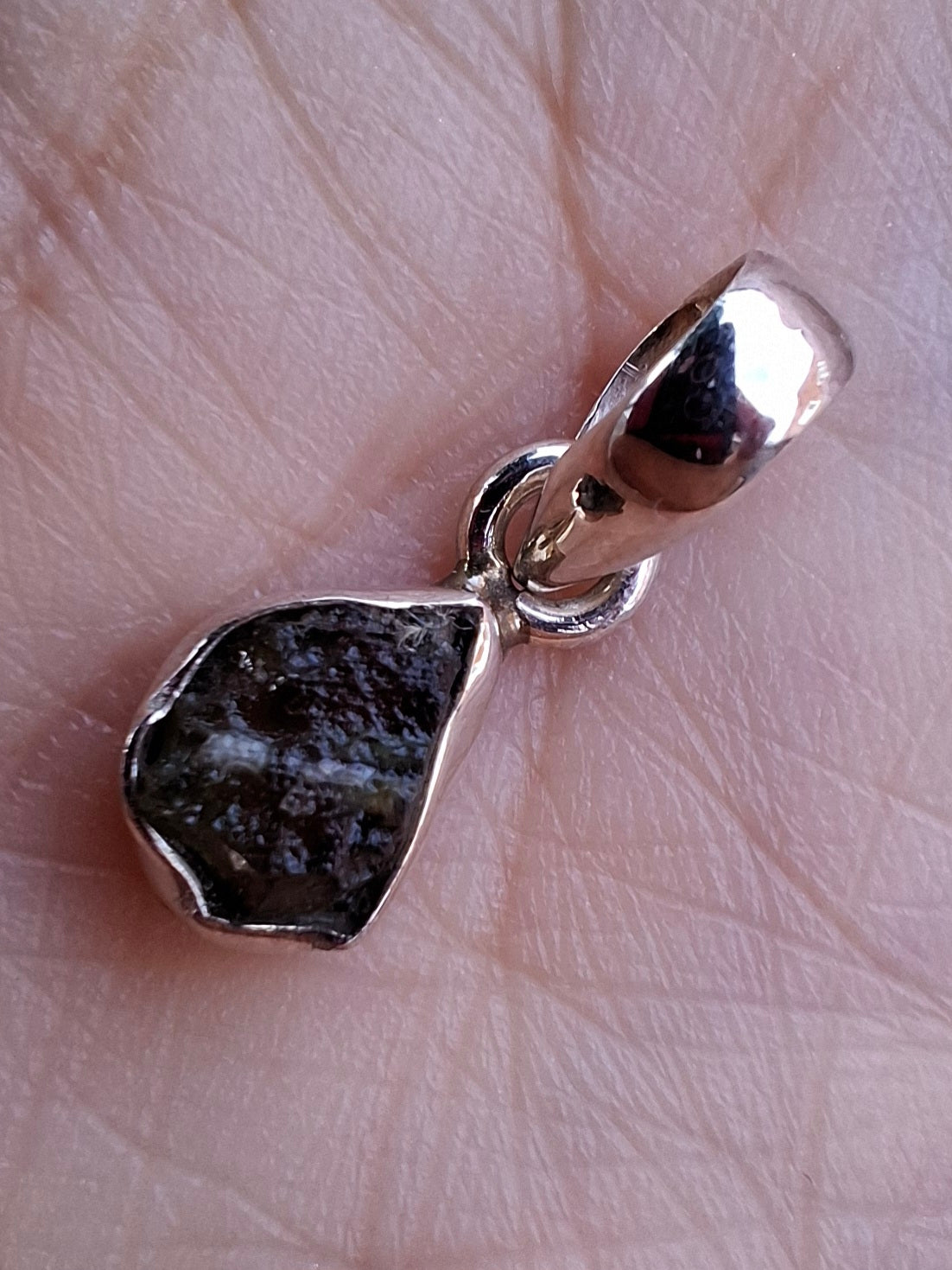 Moldavite Pendant, 925 Silver, Tektite (Ref: P62)