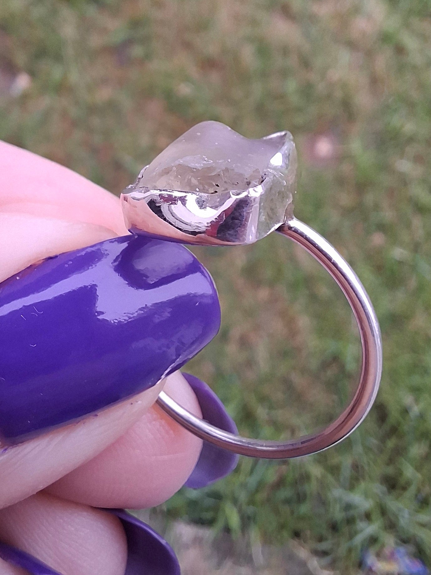 Libyan Desert Glass Ring, size large Q, 925 Silver, Tektite (Ref: LR36)