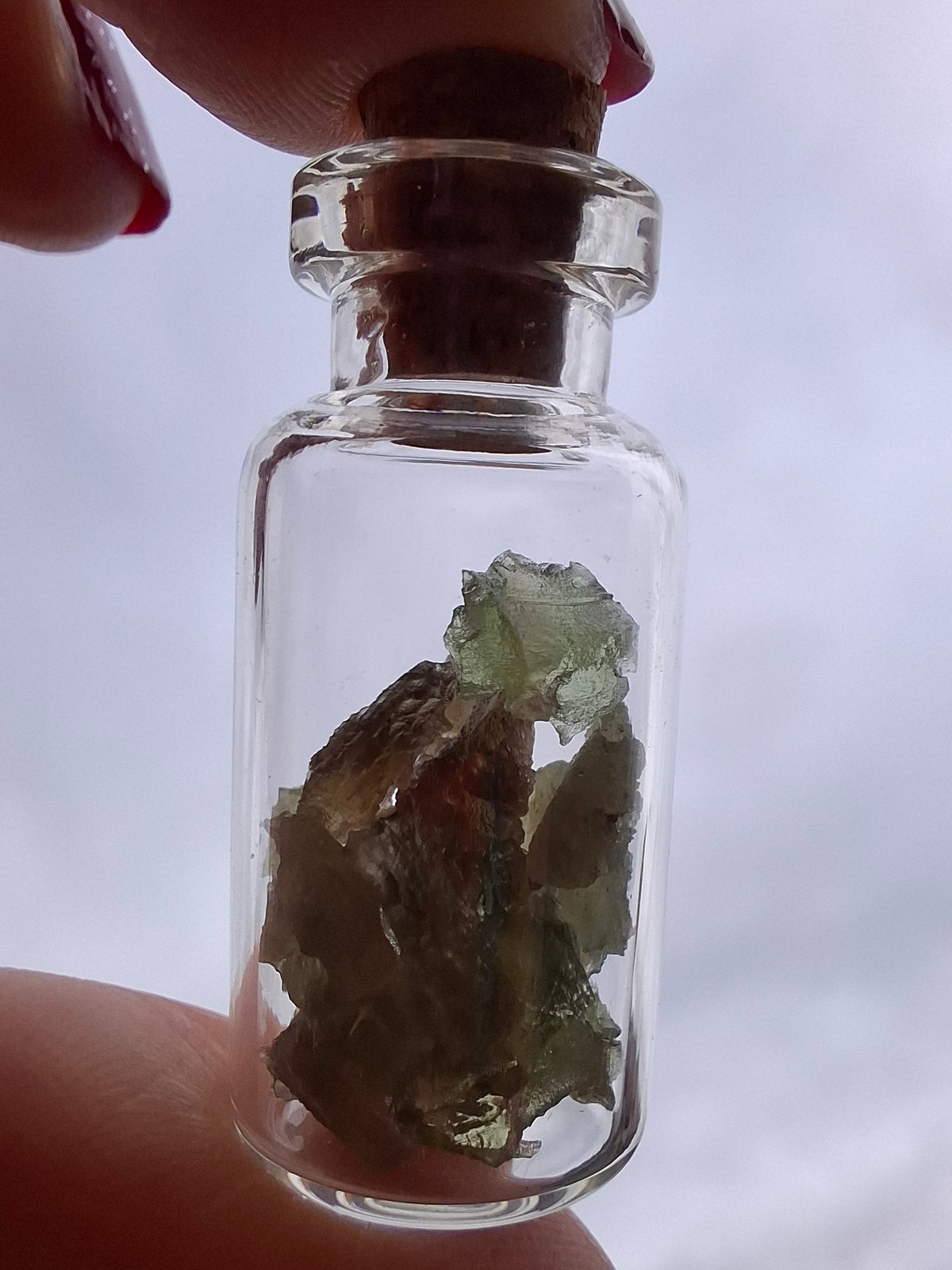 Moldavite Chips (2.00g) in 3ml Bottle, Tektite (Ref: B41)