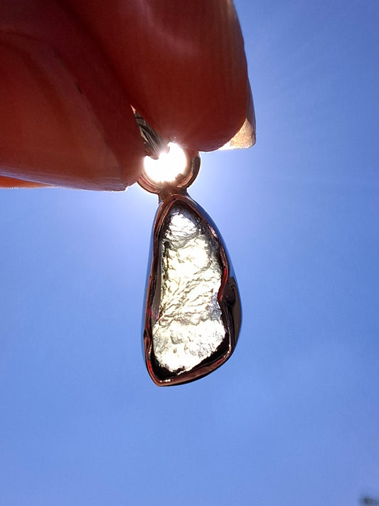 Moldavite Pendant, 925 Silver, Tektite (Ref: P46)