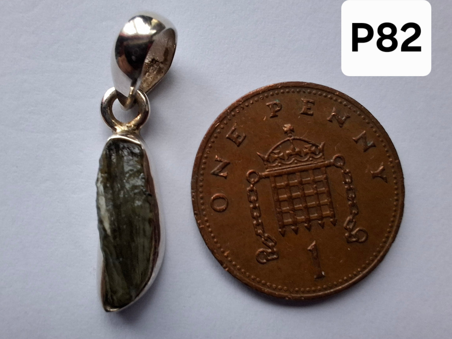 Moldavite Pendant, 925 Silver, Tektite (Ref: P82)