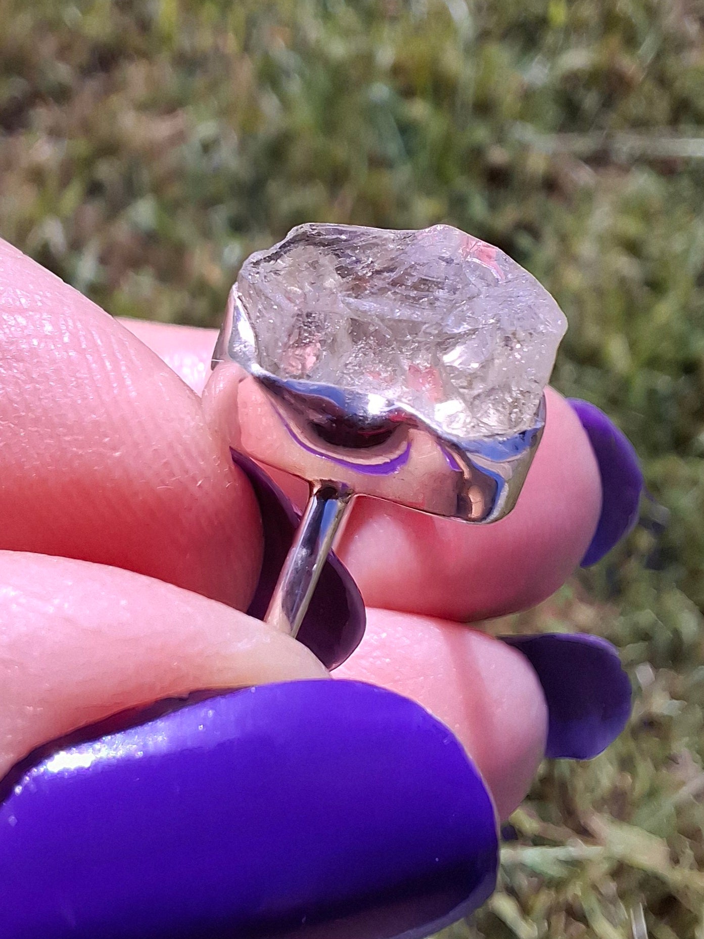Libyan Desert Glass Ring, size large R/small S, 925 Silver, Tektite (Ref: LR43)