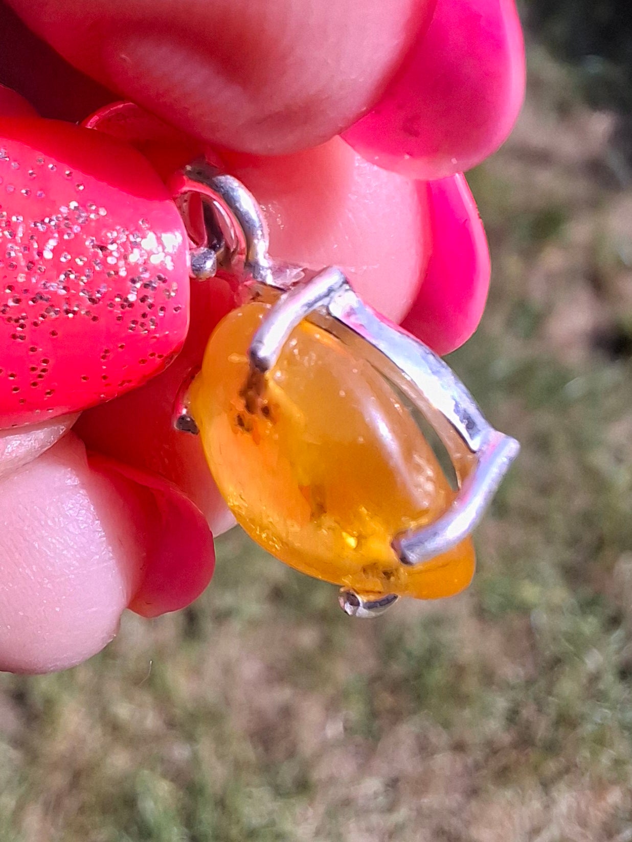 Baltic Amber Pendant, 925 Silver, Fossil (Ref: AP20)
