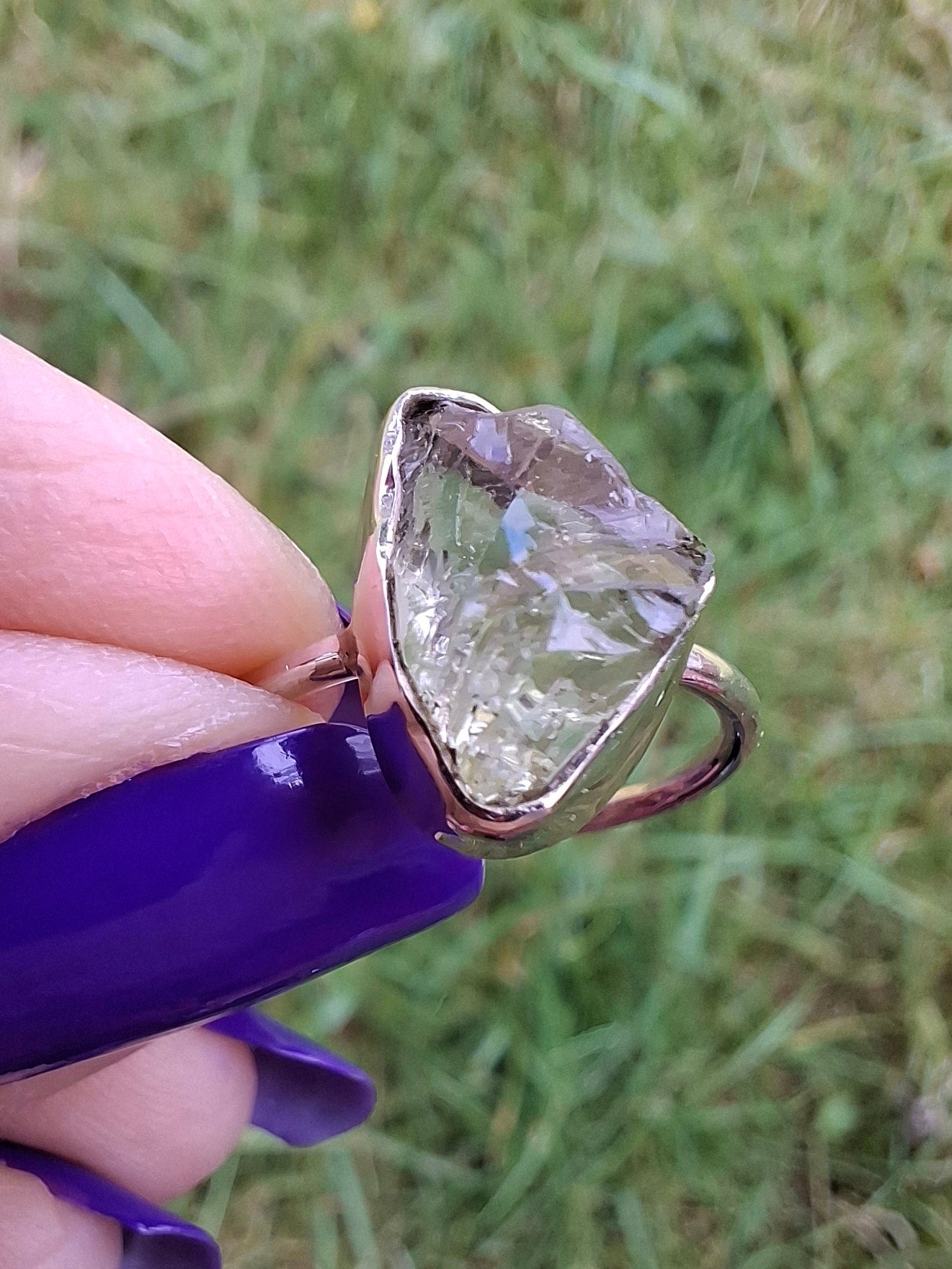 Libyan Desert Glass Ring, size large J/small K, 925 Silver, Tektite (Ref: LR10)