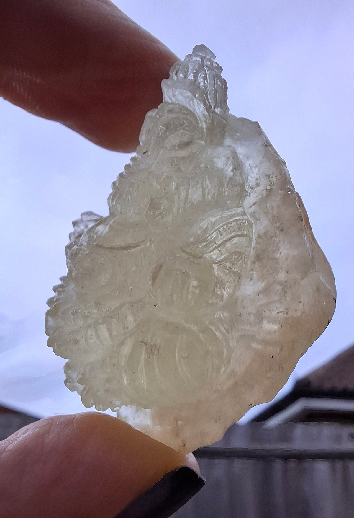 Libyan Desert Glass GANESHA carving, 20.76g, Tektite (Ref: Ganesha4)