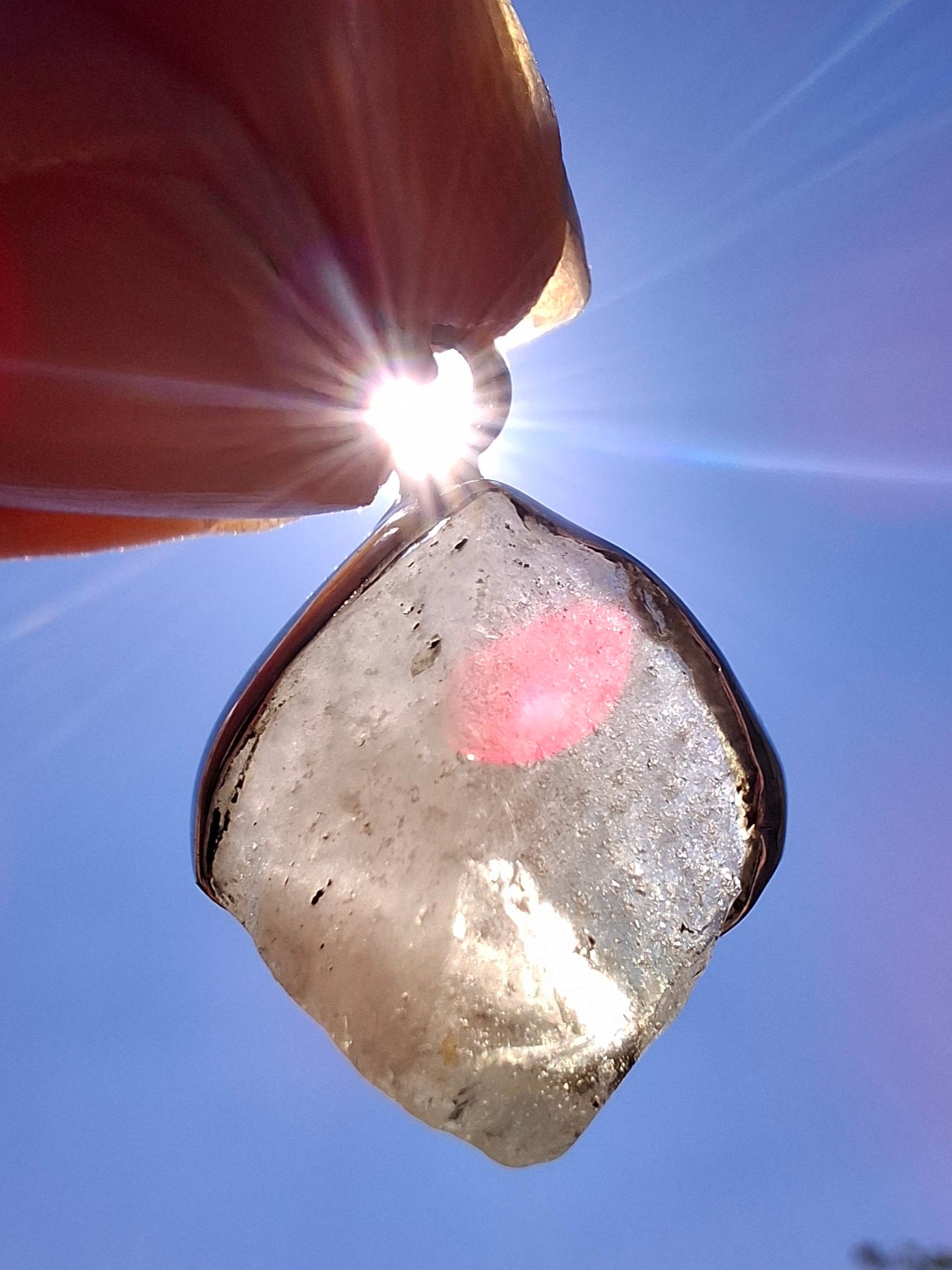 Libyan Desert Glass Pendant, 925 Silver, Tektite (Ref: LP104)