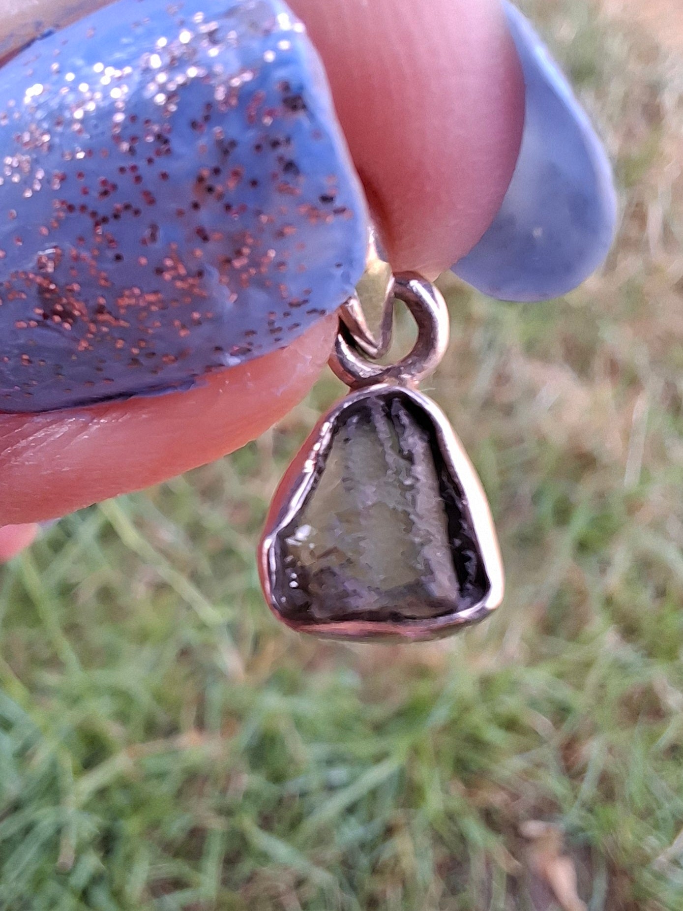 Moldavite Pendant, 925 Silver, Tektite (Ref: P55)