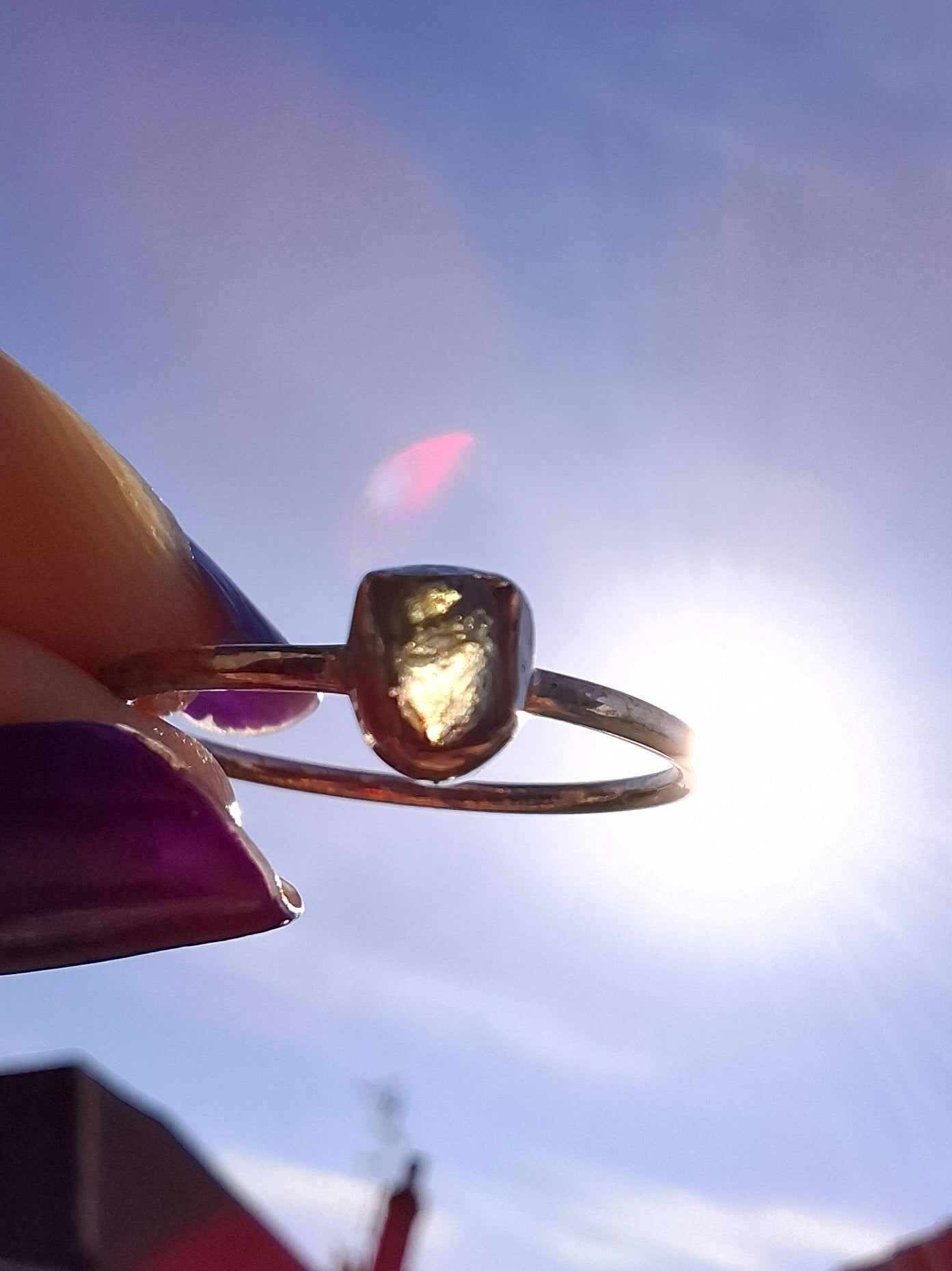 Moldavite Ring, size large O/small P, 925 Silver, Tektite (Ref: R41)