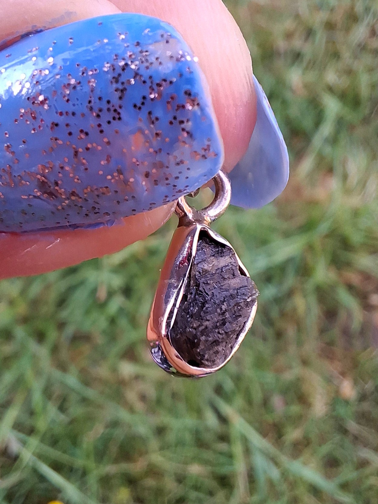 Moldavite Pendant, 925 Silver, Tektite (Ref: P35)