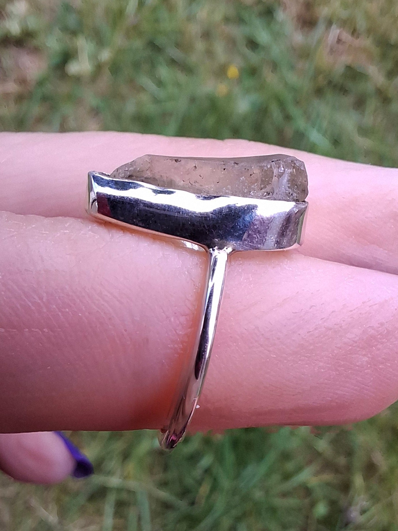 Libyan Desert Glass Ring, size large G, 925 Silver, Tektite (Ref: LR1)