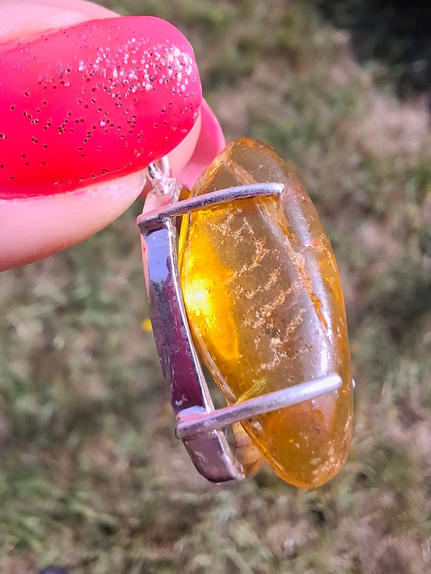 Baltic Amber Pendant, 925 Silver, Fossil (Ref: AP13)